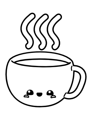 Kawaii Coffee Coloring Page