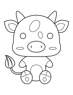 Kawaii Cow Coloring Page