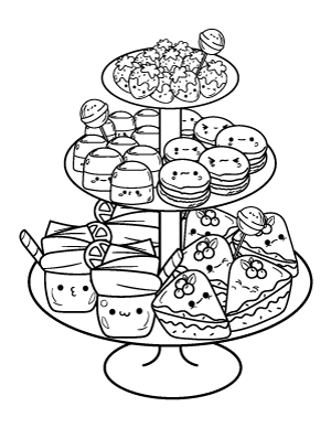 Kawaii Desserts Coloring Page