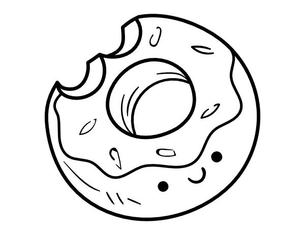 printable kawaii donut coloring page