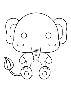 Kawaii Elephant Coloring Page