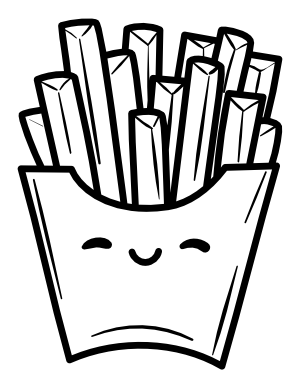 Kawaii French Fries Coloring Page