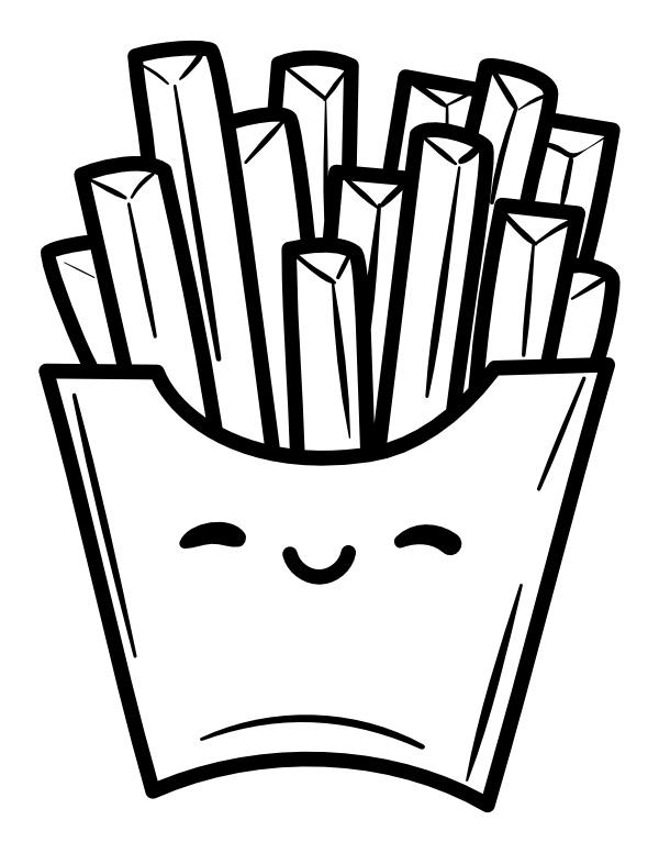 Download Printable Kawaii French Fries Coloring Page