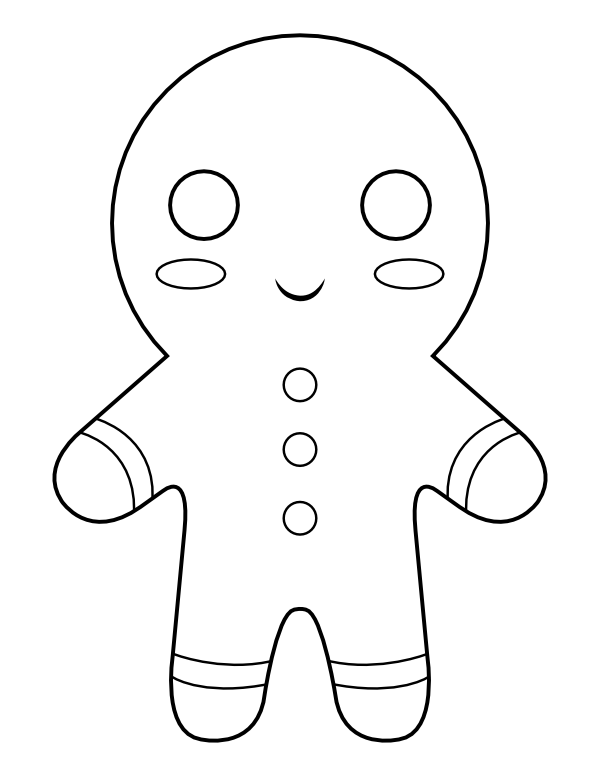 Kawaii Gingerbread Man Coloring Page