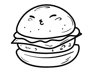 Kawaii Hamburger Coloring Page