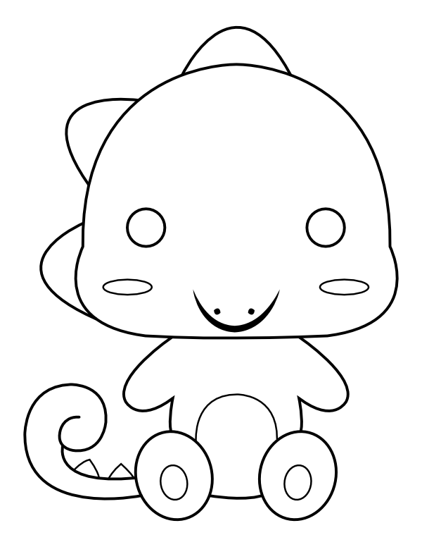 Kawaii Lizard Coloring Page