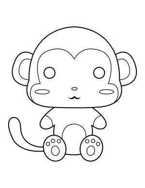 Kawaii Monkey Coloring Page