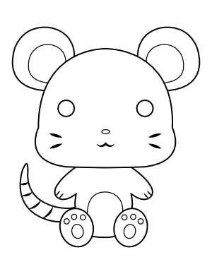 Kawaii Mouse Coloring Page