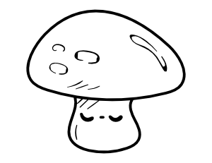 Kawaii Mushroom Coloring Page