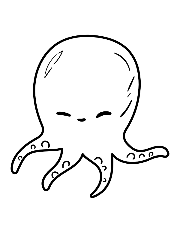 Kawaii Octopus Coloring Page