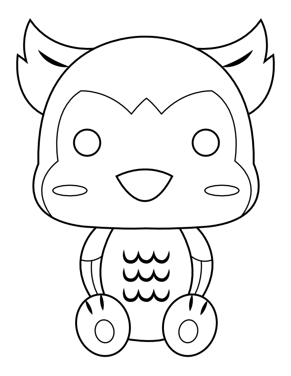 Kawaii Owl Coloring Page
