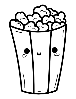 Kawaii Popcorn Coloring Page