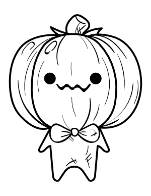 Kawaii Pumpkin Monster Coloring Page
