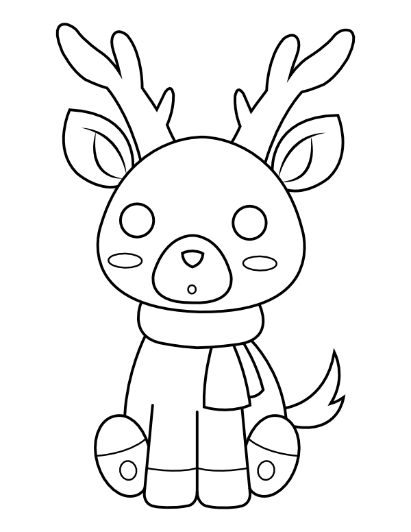 Kawaii Reindeer Coloring Page