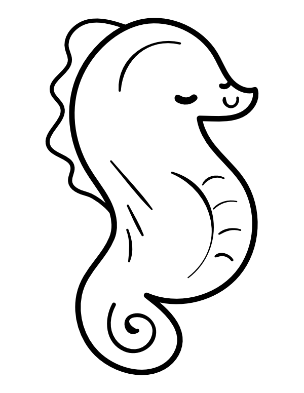 Printable Kawaii Sea Horse Coloring Page