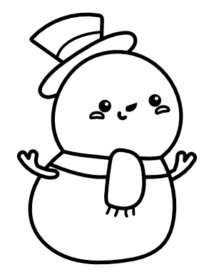 Kawaii Snowman Coloring Page