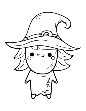 Kawaii Witch Coloring Page