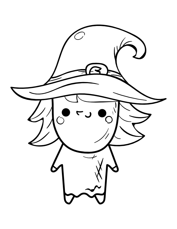 Kawaii Witch Coloring Page