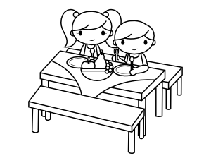Kids and Picnic Table Coloring Page