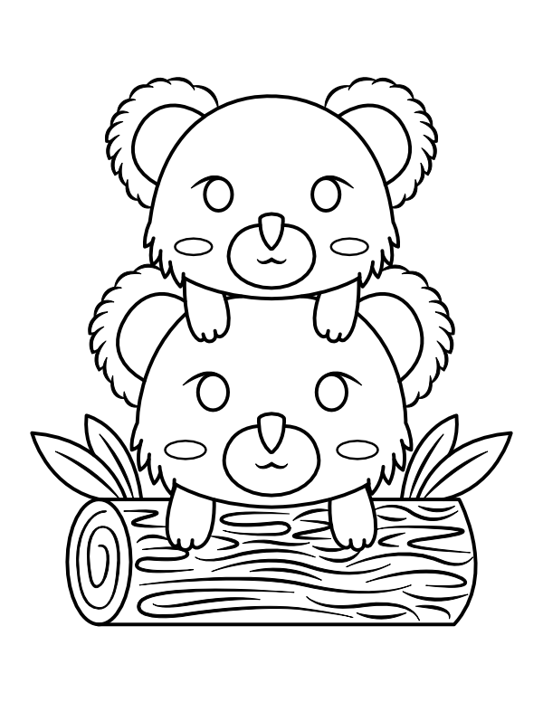 Koala Mom and Baby Coloring Page
