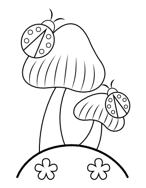 Ladybugs and Mushrooms Coloring Page