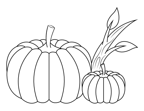 Large and Small Pumpkin Coloring Page