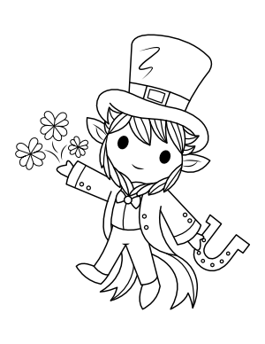 Leprechaun and Horseshoe Coloring Page