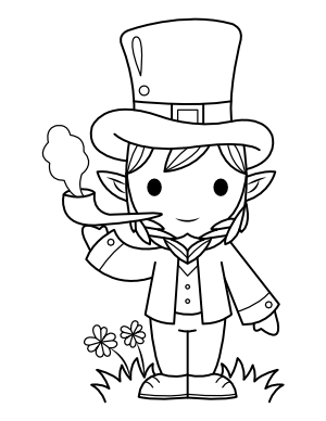 Leprechaun with Pipe Coloring Page