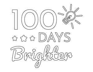 Light Bulb and Stars 100 Days Brighter Coloring Page