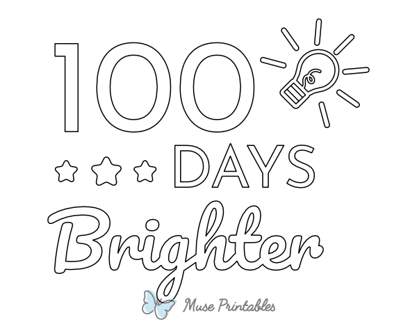 Light Bulb and Stars 100 Days Brighter Coloring Page