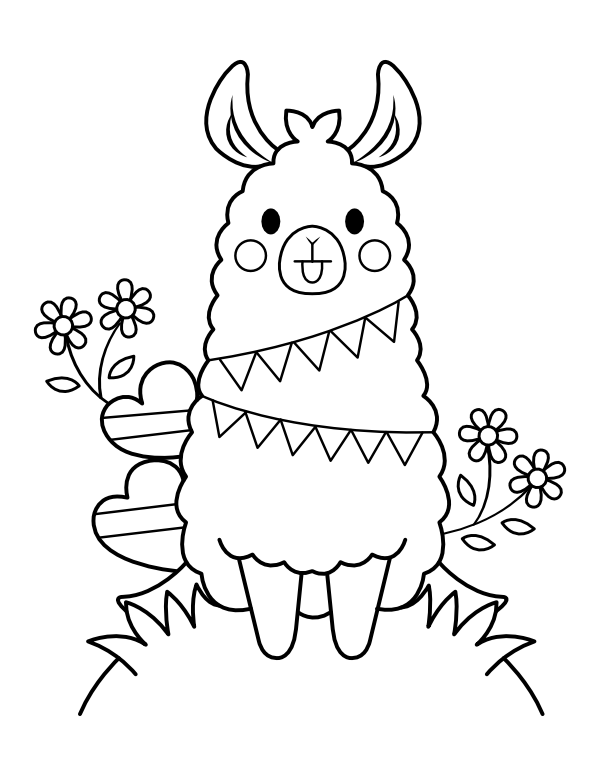 Printable Llama Valentine s Day Coloring Page