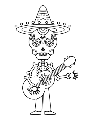 Male Day of the Dead Skeleton Coloring Page