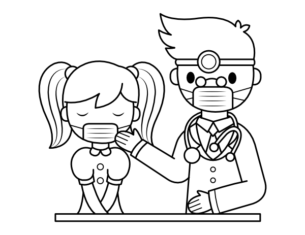 Male Doctor and Patient Coloring Page