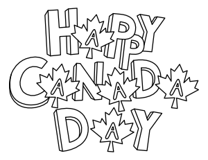 Maple Leaf Happy Canada Day Coloring Page