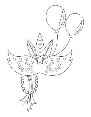 Mardi Gras Mask and Balloons Coloring Page