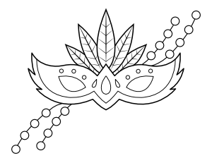 Mardi Gras Mask and Beads Coloring Page