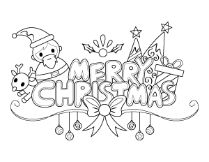 Merry Christmas Greeting Coloring Page