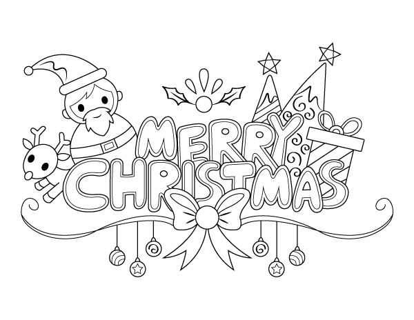 Merry Christmas Greeting Coloring Page