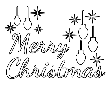 Merry Christmas Lights and Stars Coloring Page