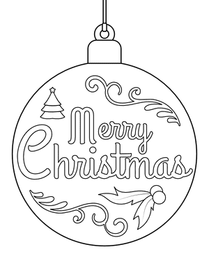 Merry Christmas Ornament Coloring Page