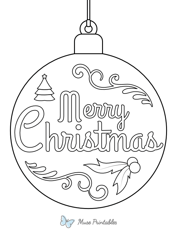 Merry Christmas Ornament Coloring Page