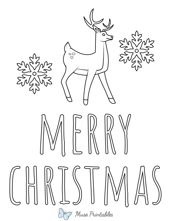 Merry Christmas Reindeer Coloring Page