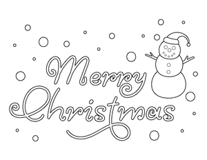 Merry Christmas Snowman Coloring Page