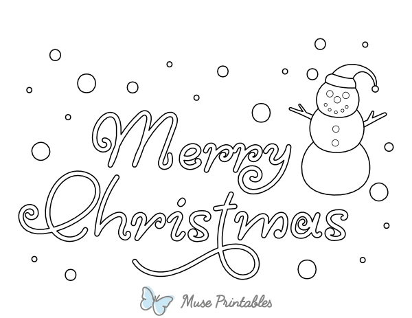 Merry Christmas Snowman Coloring Page