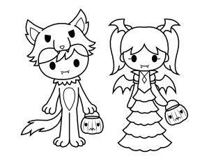 Monster Trick or Treaters Coloring Page