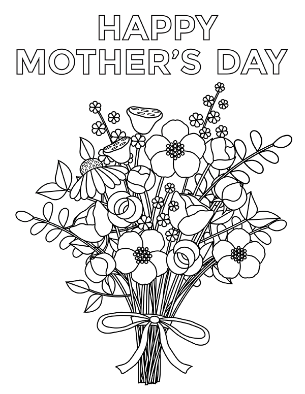 Mother's Day Flowers Coloring Page