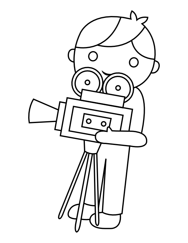 Printable Movie Cameraman Coloring Page