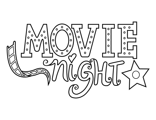 Movie Night Coloring Page