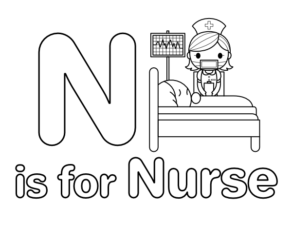N Is For Nurse Coloring Page