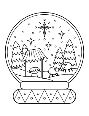 Nativity Snow Globe Coloring Page